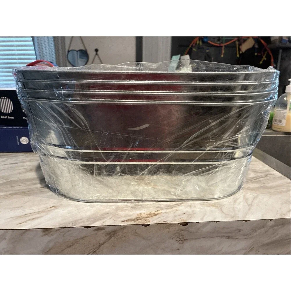 Four-Piece Galvanized Bucket Set 4-Gallon Ice Bucket Metal Champagne